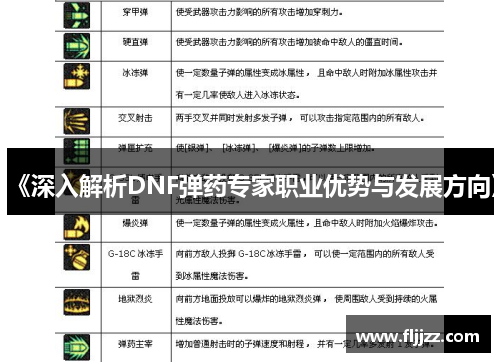 《深入解析DNF弹药专家职业优势与发展方向》